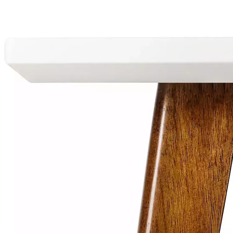 Kirklands Home White Top and Pecan Wood Mid-Century Modern Table Brown Sale
