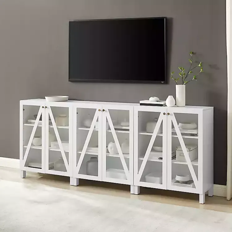 Kirklands Home Triangle 6-Door Wood Media Cabinet White Discount
