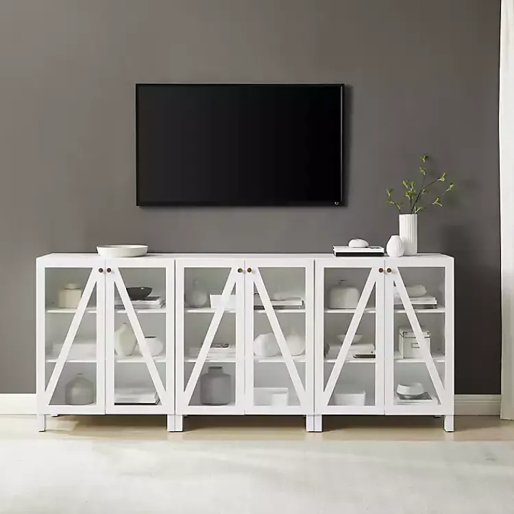 Kirklands Home Triangle 6-Door Wood Media Cabinet White Discount