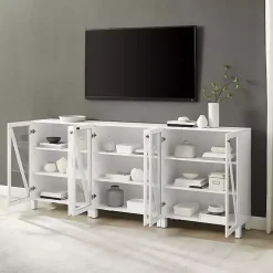 Kirklands Home Triangle 6-Door Wood Media Cabinet White Discount