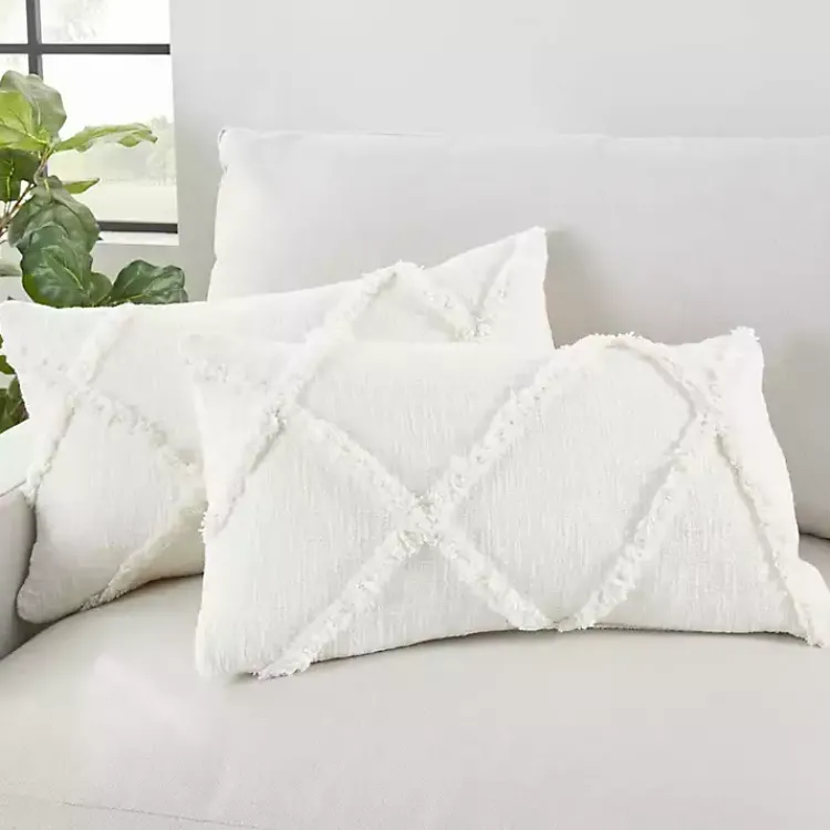 Pillows>Kirklands Home Tufted Diamond Lumbar Pillows, Set of 2 White