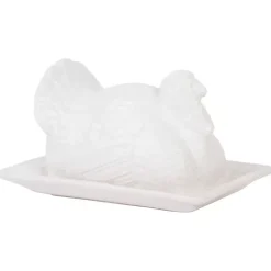 Fall>Kirklands Home Turkey Harvest Butter Dish White