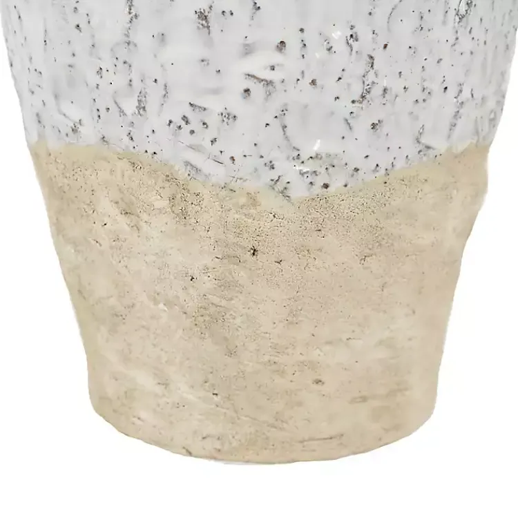 Vases>Kirklands Home White Two-Tone Ceramic Jug Vase with Handles