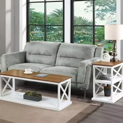 Kirklands Home Two-Tone Double X Sides Coffee Table White Online