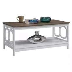 Kirklands Home White Two-Tone Geometric Sides Coffee Table Best