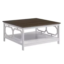 Kirklands Home White Two-Tone Geometric Sides Square Coffee Table Sale