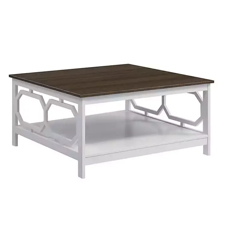Kirklands Home White Two-Tone Geometric Sides Square Coffee Table Sale