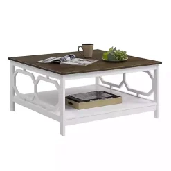 Kirklands Home White Two-Tone Geometric Sides Square Coffee Table Sale