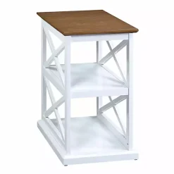 Kirklands Home Two-Tone Wood Double X Sides Accent Table White