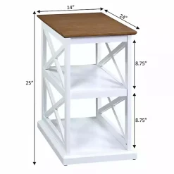 Kirklands Home Two-Tone Wood Double X Sides Accent Table White