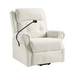 Kirklands Home Upholstered Lift Assist Massaging Recliner White Discount