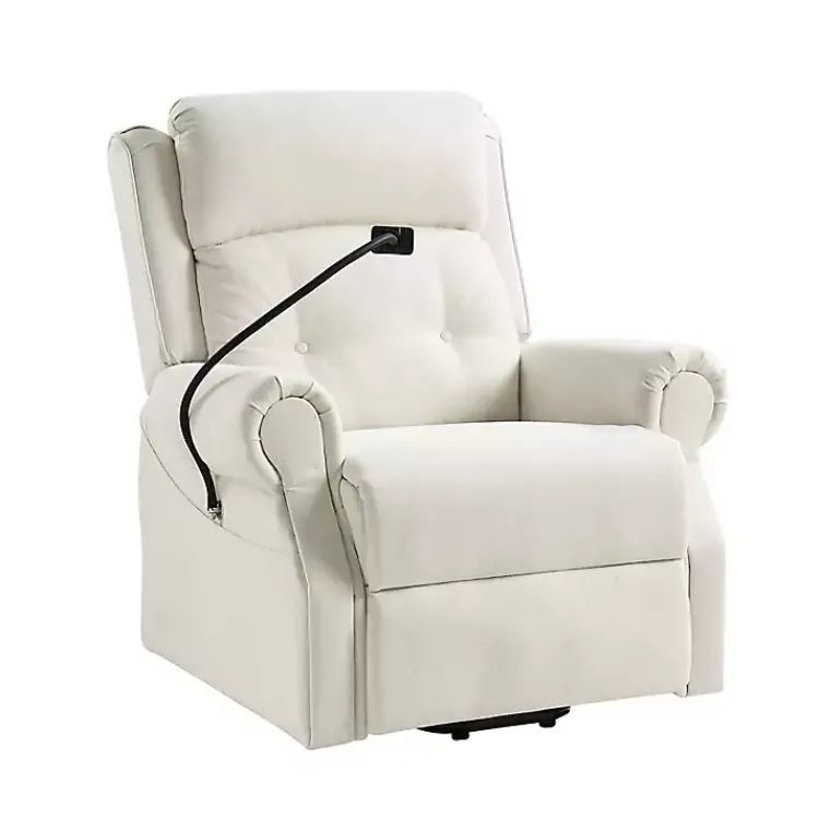 Kirklands Home Upholstered Lift Assist Massaging Recliner White Discount