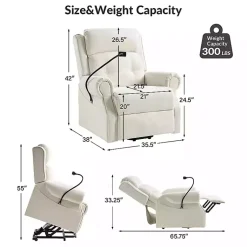 Kirklands Home Upholstered Lift Assist Massaging Recliner White Discount