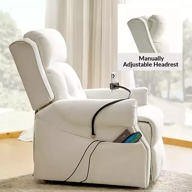 Kirklands Home Upholstered Lift Assist Massaging Recliner White Discount