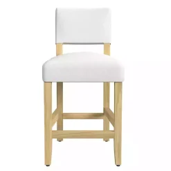 Kirklands Home Upholstered Wood Counter Stool White New