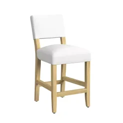 Kirklands Home Upholstered Wood Counter Stool White New
