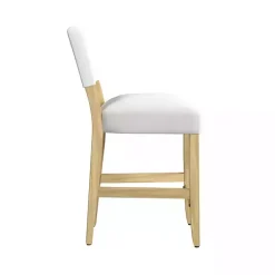 Kirklands Home Upholstered Wood Counter Stool White New