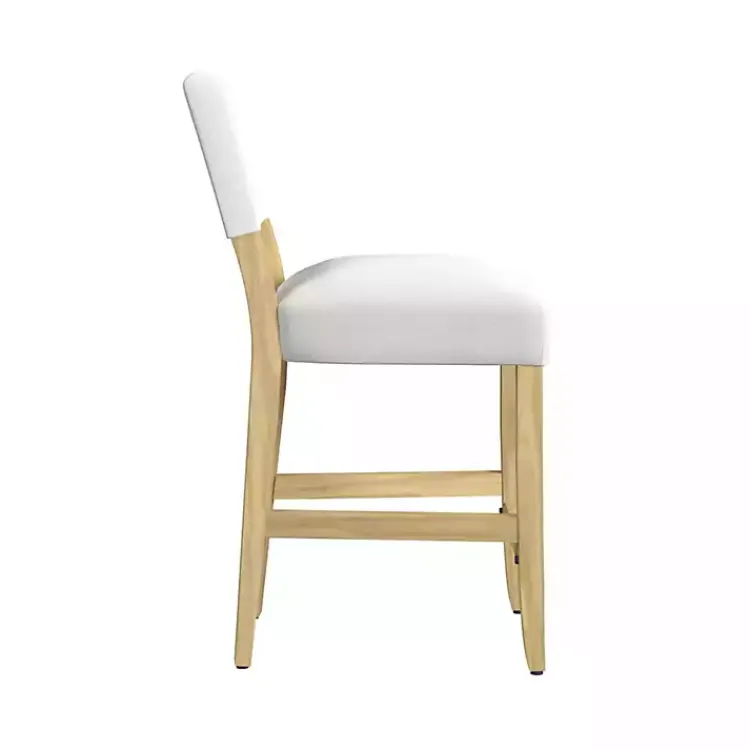 Kirklands Home Upholstered Wood Counter Stool White New