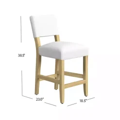Kirklands Home Upholstered Wood Counter Stool White New
