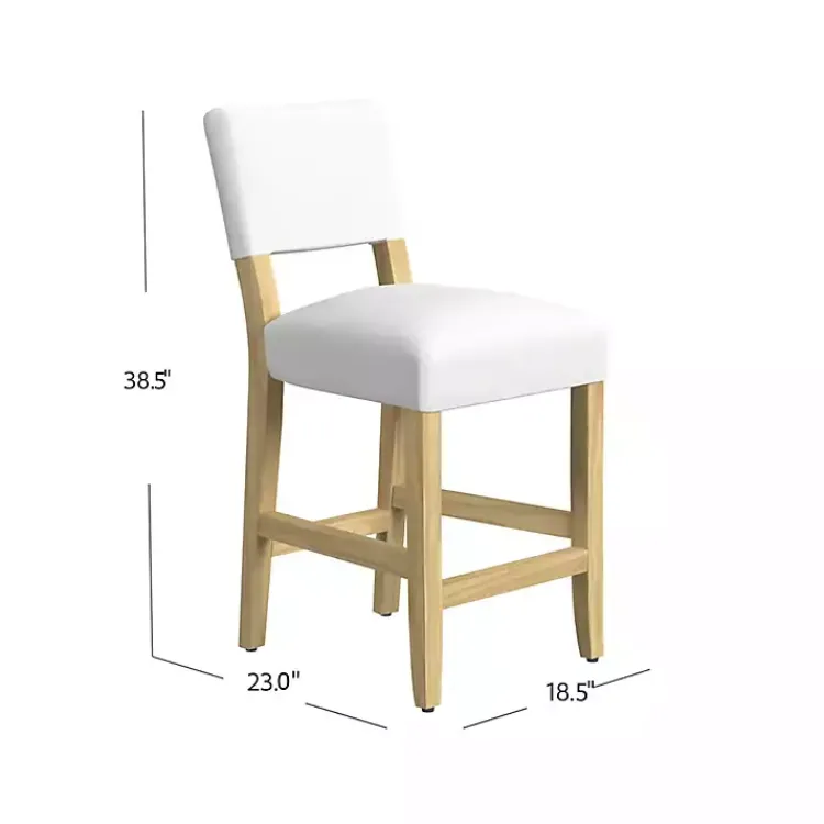 Kirklands Home Upholstered Wood Counter Stool White New