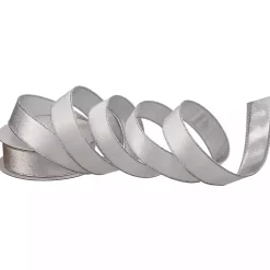 Christmas Decorations>Kirklands Home White Velvet and Silver Metallic Christmas Ribbon