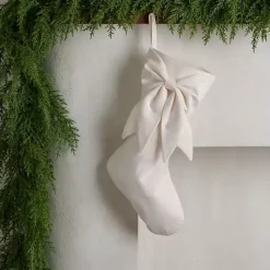 Christmas Stockings & Stocking Holders>Kirklands Home Velvet Bow Christmas Stocking White