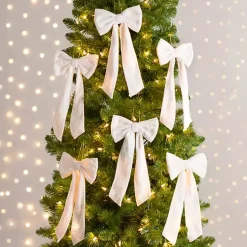 Christmas Ornaments>Kirklands Home Velvet Bow 6-pc. Ornament Set, 12 in. White