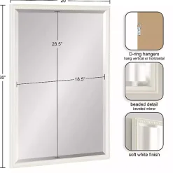 Kirklands Home White Vintage Beaded Wall Mirror, 30 in. Clearance