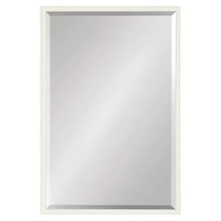 Kirklands Home White Vintage Beaded Wall Mirror, 30 in. Clearance
