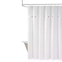 Kirklands Home Waffle Weave Cotton Shower Curtain White New