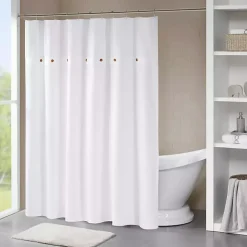 Kirklands Home Waffle Weave Cotton Shower Curtain White New