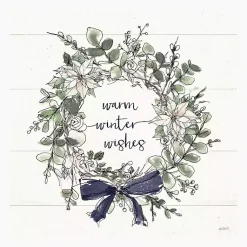 Christmas Art & Wall Decor>Kirklands Home Warm Winter Wishes Wreath Canvas Art Print White