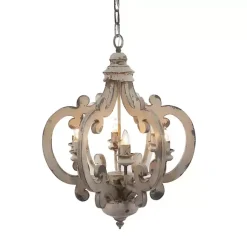 Kirklands Home Washed Vintage Crown Chandelier White New