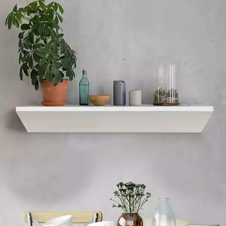 Kirklands Home White Wedge Wood Small Floating Shelf Sale