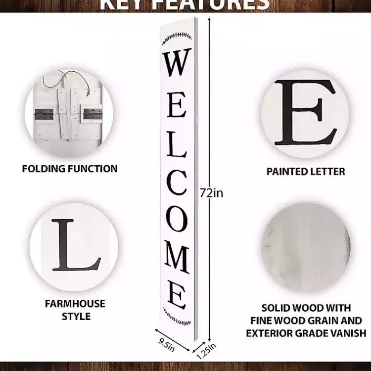 Kirklands Home Welcome Laurel Porch Board White Discount