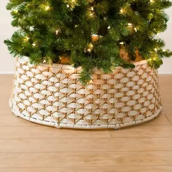 Christmas Tree Skirts & Collars>Kirklands Home White Wicker Woven Christmas Tree Collar
