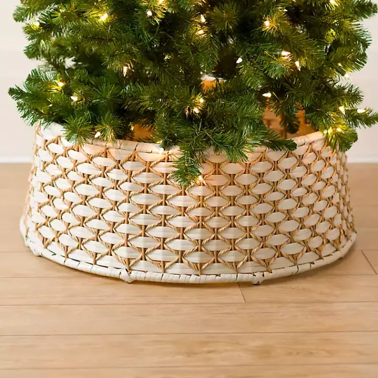 Christmas Tree Skirts & Collars>Kirklands Home White Wicker Woven Christmas Tree Collar