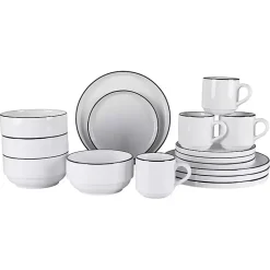 Kirklands Home with Black Rims 16-pc. Dinnerware Set White Hot