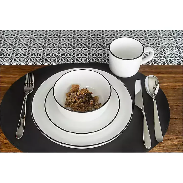 Kirklands Home with Black Rims 16-pc. Dinnerware Set White Hot