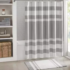 Kirklands Home White with Stripe Reversible Bath Mat, 45 in. Gray Sale