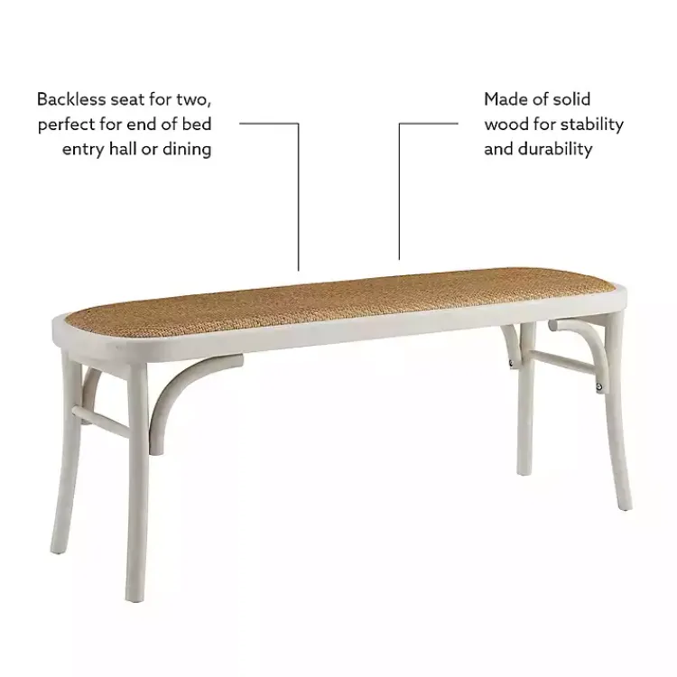 Kirklands Home Wood & Rattan Conelly Bench White Online