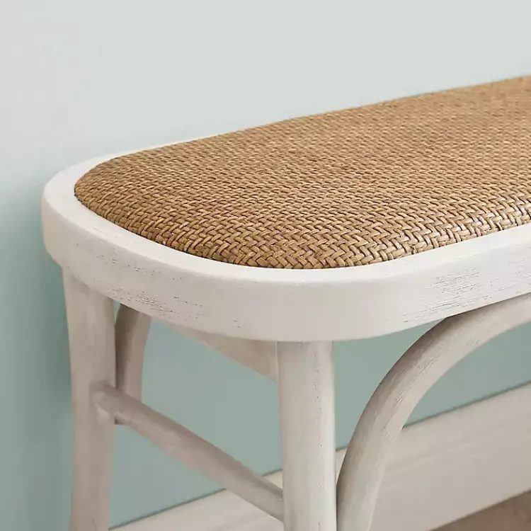 Kirklands Home Wood & Rattan Conelly Bench White Online