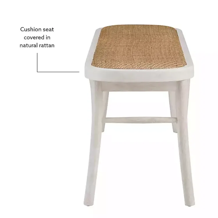 Kirklands Home Wood & Rattan Conelly Bench White Online