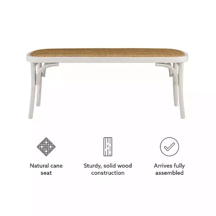 Kirklands Home Wood & Rattan Conelly Bench White Online
