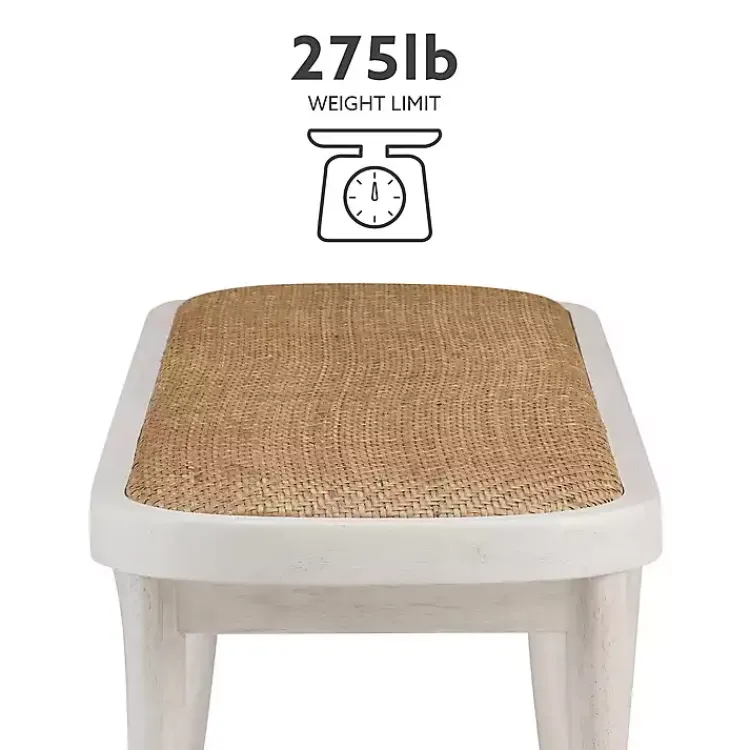 Kirklands Home Wood & Rattan Conelly Bench White Online