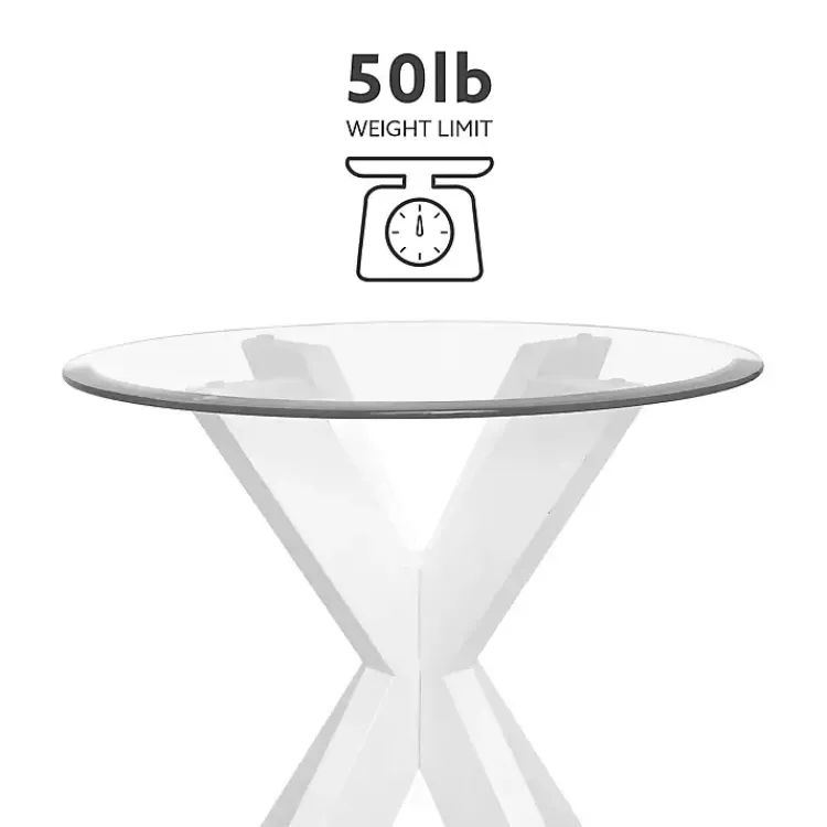 Kirklands Home Wood and Glass Top X-Base Accent Table White Online