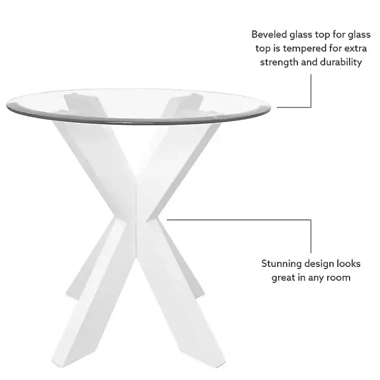 Kirklands Home Wood and Glass Top X-Base Accent Table White Online