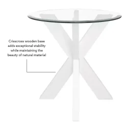 Kirklands Home Wood and Glass Top X-Base Accent Table White Online