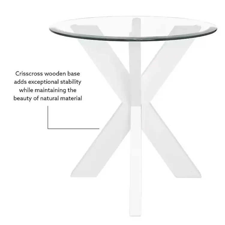 Kirklands Home Wood and Glass Top X-Base Accent Table White Online