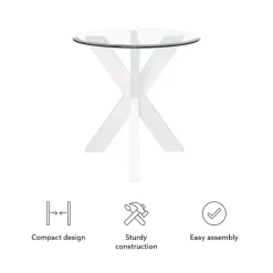 Kirklands Home Wood and Glass Top X-Base Accent Table White Online
